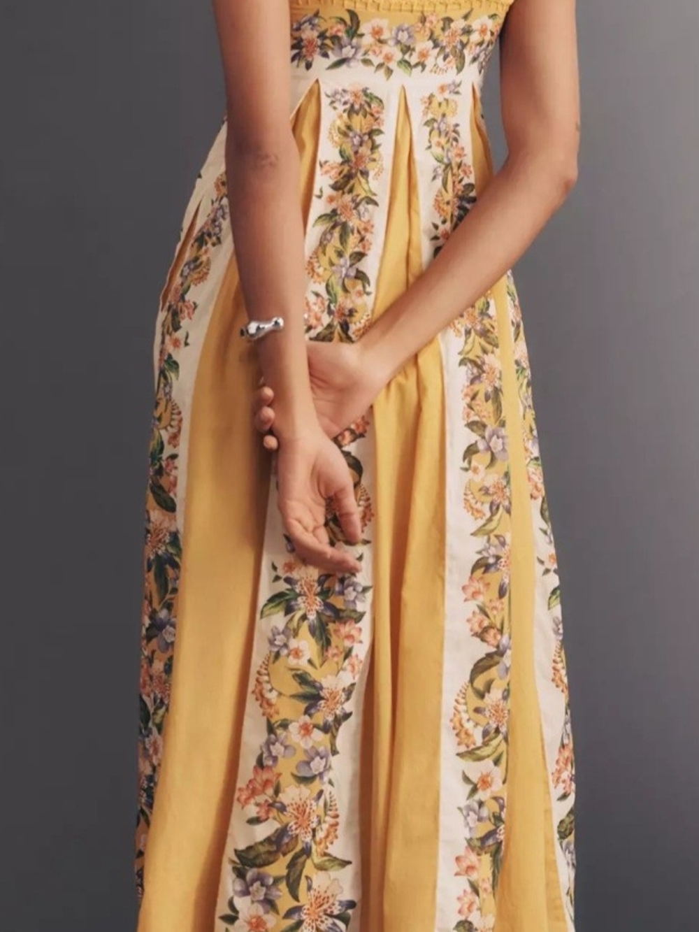 FARM Rio Yellow and Cream Floral Strapless Maxi Dress - Picture 3 of 3